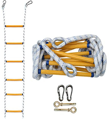 Scala antincendio di Emergenza per Bambini e Adulti, Scala di Sicurezza ignifuga a 2-6 Piani con 2 Ganci per Finestra Esterna, Balcone, casa sull'albero, soppalco sul Tetto, Facile da Usare (dimensi