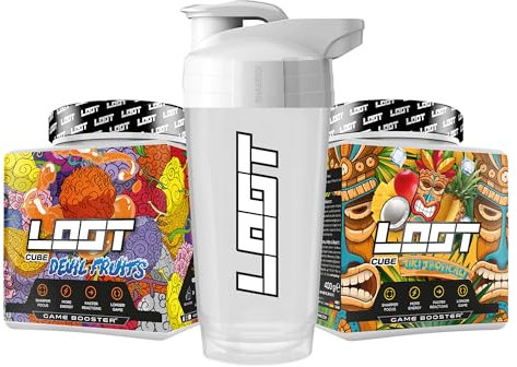 LOOT - Premium Game Booster Tiki Devil Bundle | Energy Drink mit Flow-State Formel | 2x 50 Servings (400g) mit Koffein | 20 hochdosierte Inhaltsstoffe | Ausdauer