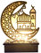 Ramadan LED Lampe Holz Deko Eid Mubarak Dekoration, Mond Stern Festival Dekoration Halbmond Nachtlicht für Muslimische Dekorative Gebetszubehör (A)