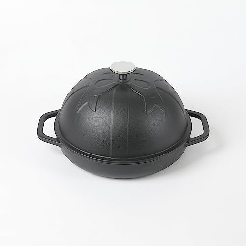 HAWOK Gusseisen-Brotofen mit Glockendeckel, Durchmesser: 25 cm, 1,5 l, Sauerteig-Backform, vorbehandelt, schwarz