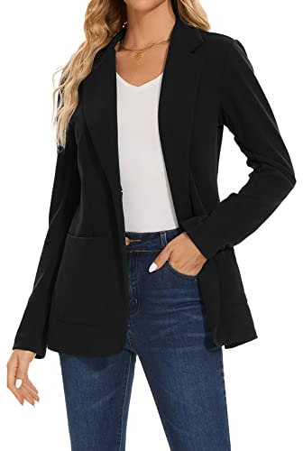 MINTLIMIT Womens Blazer Suit One Button Suit Notched Lapel Jacket Formal Elegant (Black S)