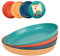Ajerg Lot de 4 assiettes plates de 23 cm en 4 couleurs, en plastique léger, pour camping, utilisation quotidienne, micro-ondes et lave-vaisselle, pour pâtes, salade, collation