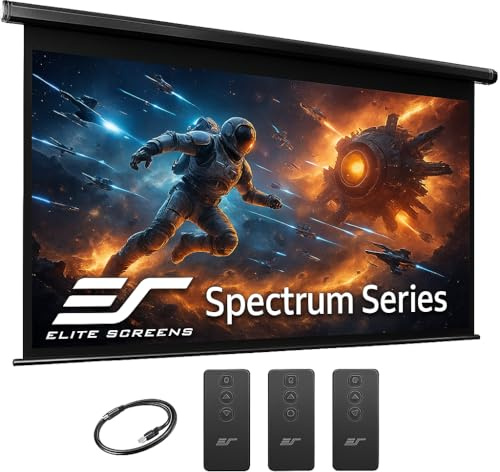 Projector Screen Elite Screens Spectrum, 150-INCH Diag 16:9, Motorized Projection Screen Movie Home Theater 4K/8K Ultra HD Ready, Black Case, ELECTRIC150H2