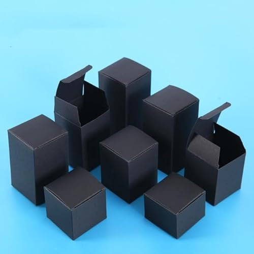 10 Stück kleine Papierkartons, braun, Kraftpapier, weiß, schwarz, rot, Verpackungsbox für handgefertigte Seife, Schmuck, Süßigkeitenboxen, Schwarz, 4 x 4 x 8 cm