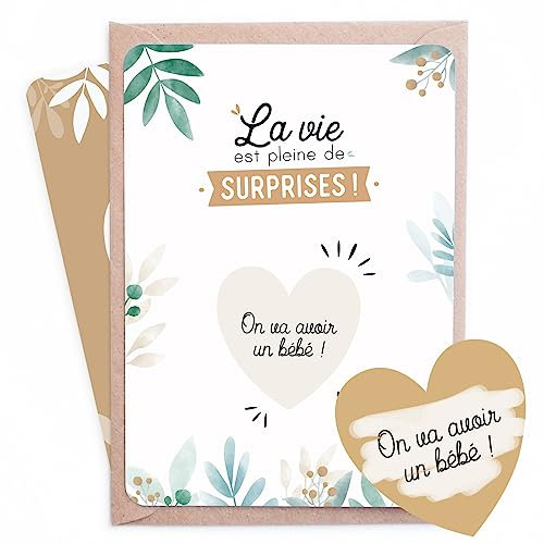 Manahia Carte à Gratter Grossesse | Annonce Grossesse - On va avoir un bébé | Avec enveloppe Kraft | Bébé en route - Annonce Grossesse Famille, Amis : Mamie, Tata, Cousine, Tonton, Papy, Cousin