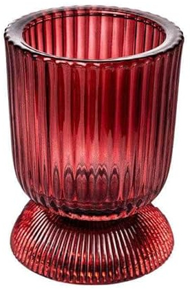 Teelichthalter aus Glas Goblet 10cm. Teelichtglas Windlicht Kerzenhalter Kerzenglas Tischdeko für Zuhause (Burgund)