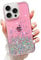 LCHULLE for iPhone 15 Pro Case Girls Women Glitter Bling Clear Cover Cute Crystal Slim Fit Bumper Silicone Phone Case for iPhone 15 Pro 6.1inch 2023,Pink