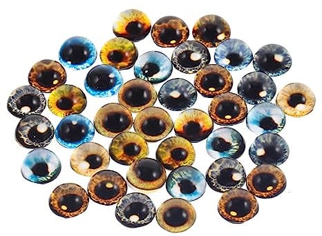 Abaodam 40pcs Gem Patch Cameo Pendant Settings Fake Doll Eyeballs Red Contacts Jewelry Beads for Bracelets Making Ornament Crafts Ring Accessories Fake Eyeballs Glass Halloween Round Beads