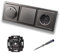 Busch Jäger 6523UR-103 LED Drehdimmer Dimmer + Dimmerscheibe 6540-866-102 + Kreuzschalter 2000/7US + Steckdose 20EUC-866 PUR Edelstahl + EBROM Phasenprüfer z. Montage d. Geräte 6523 UR-103