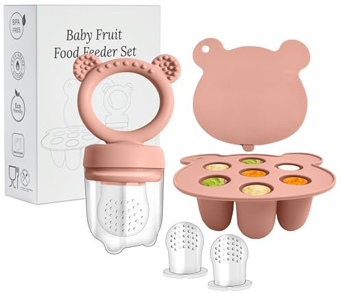 Fruchtsauger Baby ab 6 Monate, BPA frei Silikone Babynahrung Aufbewahrung Beißring Baby kühlend Zahnungshilfe Silicone Feeder for Safe Infant Self Feeding, 4 Month+