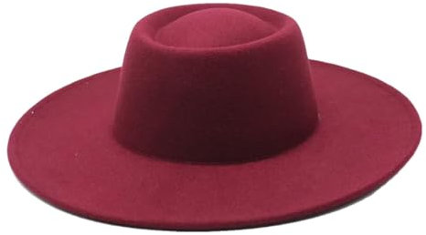 Hgvcfcv Chapeau Fedora classique à large bord pour femme automne hiver feutre église robe de mariée casquette jazz, bordeaux, 7 / 7 1/4