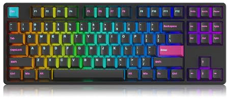 Akko 5087S Tastiera meccanica RGB con programmazione VIA/QMK, tastiera da gioco TKL cablata a 87 tasti, interruttore tattile sostituibile a caldo, copritasti PBT, per PC Mac (layout USA, blu crema)