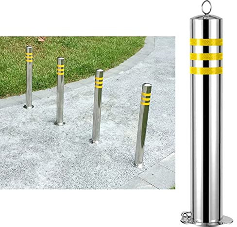 DLAZUM Parkpollerpfosten aus Edelstahl, Leitpfostenkegel für Parkplätze mit reflektierenden Kragen für Garage oder Parkplatz (Farbe: 1 Packung, Größe: 100 cm/39,3 Zoll) (4 Packungen 110 cm/43,3 Zol