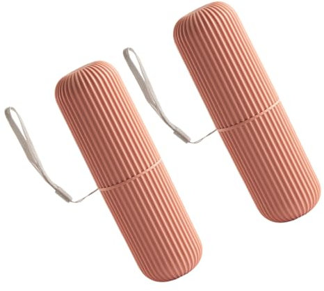 FRCOLOR 2stücke Tragbarer Zahnbürsten Zahnpasta-Organizer Aus Kunststoff Für Reisen Camping Und Outdoor Rot Praktische Aufbewahrungslösung Mit Lanyard Und Sicherem Schraubverschluss