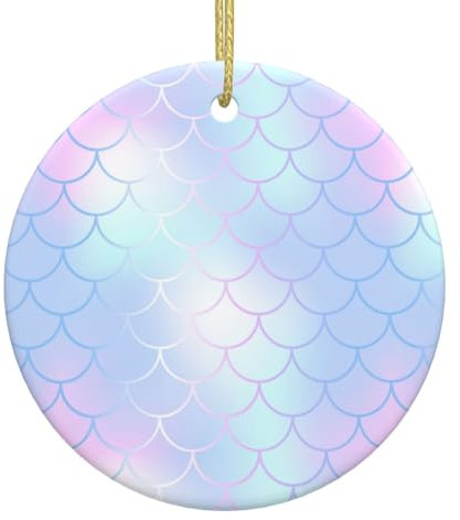 Weihnachtsbaumschmuck Regenbogen Meerjungfrau Waage Rund Runde Keramik Ornament Ideal Weihnachtsschmuck Multicolor Christbaumschmuck Anhänger Für Party Holiday Hausdeko