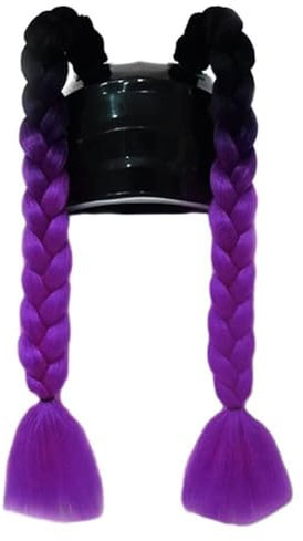 Lot de 2 tresses de casque de moto amovibles - Perruque dégradée en queue de cheval avec ventouse - Accessoire de casque de moto - Accessoire de casque - Pour moto, vélo - Noir, rose, rouge
