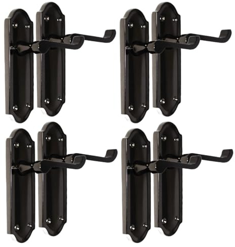 Epsom Door Handle – Ashford Black Nickel Internal Door Handles with Tubular Latch, Modern Black Door Handle Set for Internal Doors (170 x 48mm) (4 Pair of Handles)
