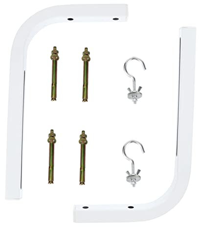 HOMSFOU 2pcs Iron Projector Screen Holder L-bracket Wall Mount Support for Manual/electric Screens White Hardware Included