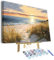 TISHIRON Gemälde von Hand Malen nach Zahlen Erwachsene Malsets für Erwachsene mit Pinseln Sonnenuntergang am Meer Malen nach Zahlen auf Leinwand Acryl Pigment Kunsthandwerk 16x20inch mit Rahmen