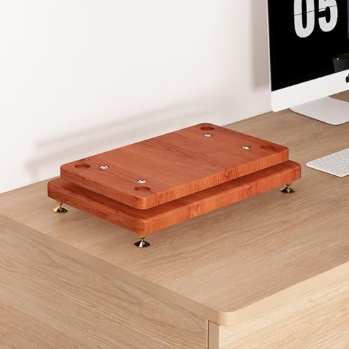Bandeja de pie para altavoces para monitor de pie con clavos de cobre para base a prueba de golpes, soporte de subwoofer de audio para monitor (marrón, 40 x 20 cm)