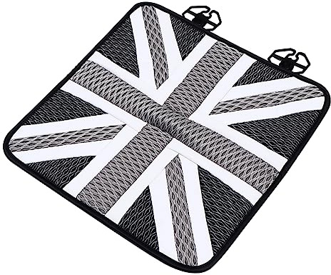 SOLUSTRE Ice Silk Autositzkissen, Motiv: Union-Flagge, atmungsaktiv und bequem, für alle Jahreszeiten, Grau und Union Jack Design