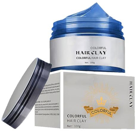 Tinte de cera para el cabello azul, tinte temporal para el pelo, cera de barro, crema lavable, cera para el cabello, no grasosa, mate, peinado, cera temporal, cera de peinado para fiestas