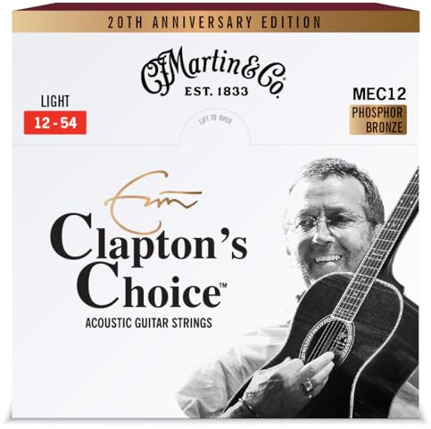 Martin Claptons Choice MEC12LTD20 Cordes pour guitare acoustique 20e anniversaire de mariage, calibre léger (12-54)