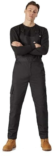 Dickies Everyday Bib and Brace Polyester Men's Black Work Overall - XXL