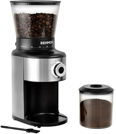 Coffee Grinder, Behmor Ideal Conical Burr Grinder, 30 Grind Settings, 2-12 Cup Capacity, 300g Bean Hopper, Low Noise, Auto Bean Closure