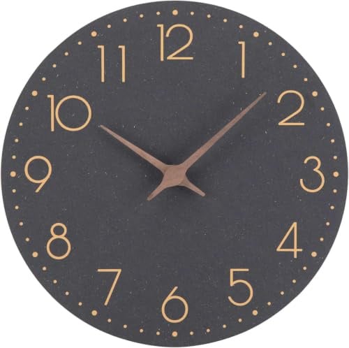 Epochic Wanduhr Lautlos Holz 20cm Batteriebetrieben Modern | Kleine Wanduhr Ohne Tickgeräusche im Holzstil, Ideal für Wohnzimmer Küche Schlafzimmer und Büro