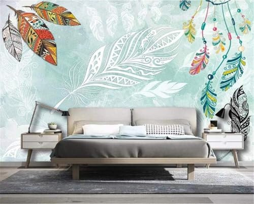 Kreativ Handgemalt Bunt Federn Kunst 3D Tapeten Tapete Luxus Home Esszimmer Fototapete Effekt Wohnzimmer Schlafzimmer Kinderzimmer-430cm×300cm