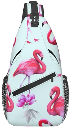 Migpkd Rosafarbene Flamingo-Umhängetasche für Herren, lässiger Schulter-Tagesrucksack für Damen und Herren, leicht, Reisen, Wandern, Fitnessstudio