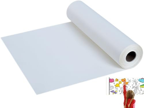 Zeichenpapier Rolle,Weiße Papierrolle,Zeichenrolle Kinder Künstler Skizze Malerei Papier,Papierrolle,Skizzenpapier Skizzenrolle für Kinder,Skizzenrolle Seidenpapier Malpapier Rolle,30m