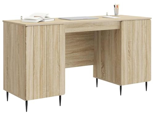 vidaXL Schreibtisch Sonoma-Eiche 142,5 x 50 x 75 cm Holzwerkstoff, Moderner Arbeitsplatz für Dein Wohnzimmer, rechteckiger Schreibtisch mit viel Stauraum, Robustes Büromöbel