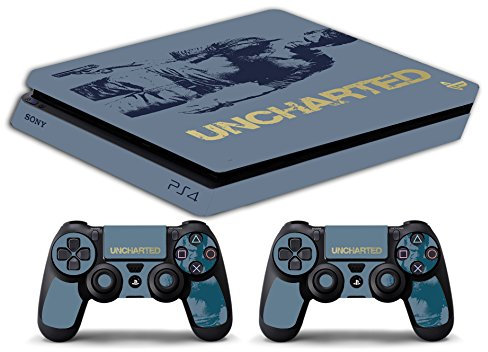 Skin Compatibilité pour PS4 Slim – Skull Oeil Skull Les Yeux FEU Incendie – Limited Edition Decal étuis de Protection pour faceplates Bundle (Uncharted)