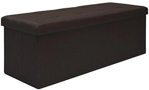 DuneDesign Faltbare Sitzbank 110x38x38cm XXL Sitztruhe inkl. 2 Trennwände 120L Polsterbank Fußbank Leinen-Optik Braun