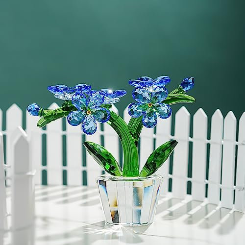 H&D Hyaline&Dora Kristall Vergiss Mich nicht Blume Ornament blau Glas Blume Figur