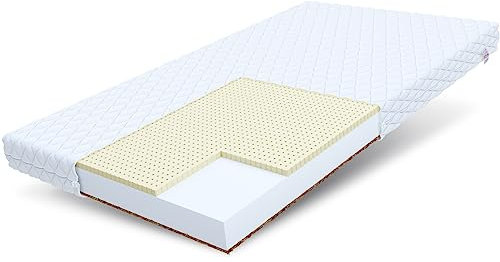 FDM PIKOLO Schaumstoffmatratze 70 x 120 cm Kindermatratze Härtegrad H2/H4 (Mittelweich/Hart) 11 cm Höhe Latex Kokos Matratze Hochelastischer HR Komfortschaum Zweiseitig Bezug Abnehmbar Waschbar