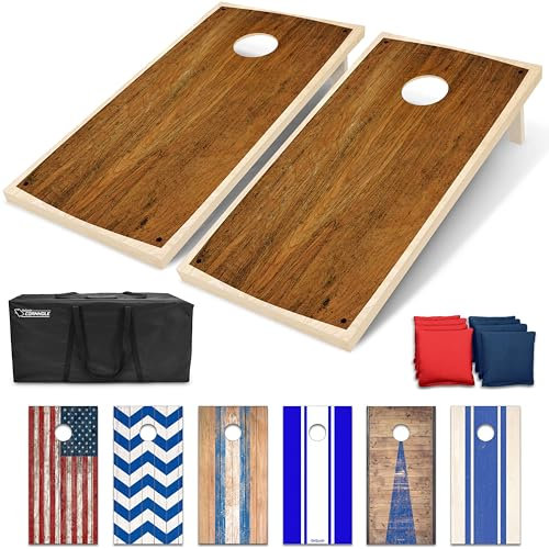 GoSports Cornhole-Spielset, Handwerk-Design, 120 x 60 cm, Zwei Bretter (120 x 60 cm), 8 Wurfsäckchen und Tragetasche