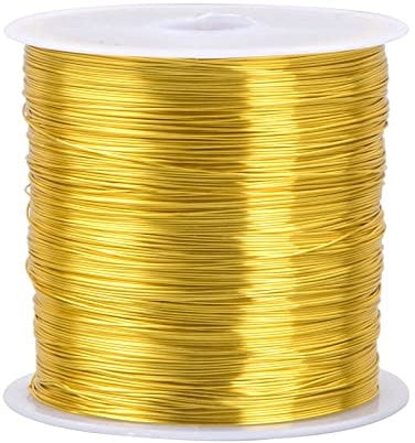 smatime 100m x 0,3mm Kupfer Schmuckdraht Schmuck Faden für Basteln Kupferdrahtrolle Handwerk Schmuck Draht Basteldraht für Schmuckherstellung DIY Armbänder Halsketten Ohrring Handwerk (Golden)