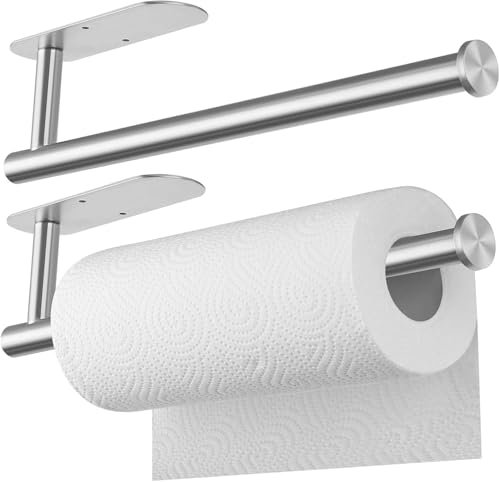 Deymogs 2-Pack Küchenrollenhalter, Küchenrollenhalter ohne Bohren, Küchenrollenhalter Wand Edelstahl für Speisekammer, Waschbecken, Badezimmer