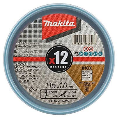 Makita Türstopper, 115 x 1,0 mm, Rvs 12St E-03034-12