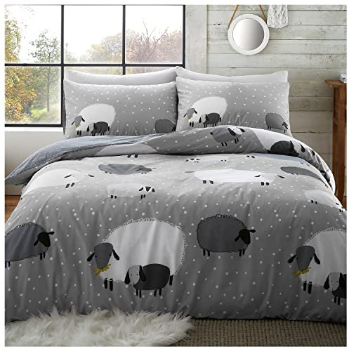 GC GAVENO CAVAILIA Schaf-Bettbezug, Einzelbett, leicht, gepunktet, Bettwäsche-Set, wendbar, Polyester-Baumwoll-Mischgewebe, Grau (135 x 200cm)