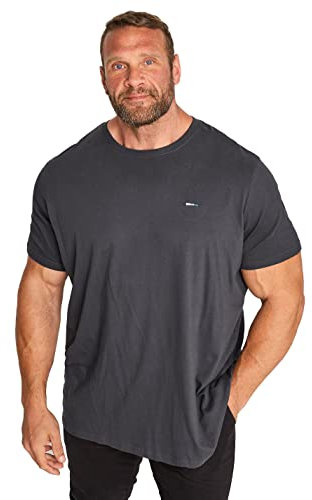 BadRhino Big & Tall Core Essential Everyday Tee Crew Neck Short Sleeve T-Shirt Top - Men's Longer Length 100% Cotton - M to 8XL Grey 2XL