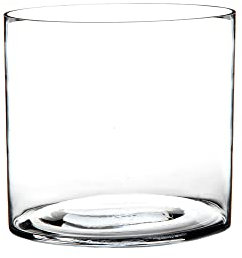 LOLAhome Jarrón Cilíndrico de Cristal Transparente Decorativo para Flores, Diseño Redondo, Ø 18x18 cm, Resistente y Elegante, para Decoración de Interiores, arreglos Florales, Centros de Mesa.