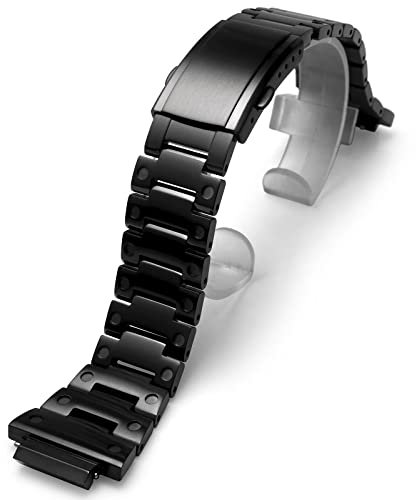 Korlexchi Uhrenarmband aus Metall für GM-5600 GM5600B für herren Kompatibel mit Casio für G-shock, Armbänder aus Edelstahl 316 mit Schnellspannfeder(schwarz)