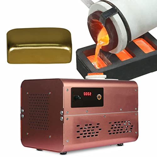 Four de fusion d'or 5000W avec creuset en graphite, four de fusion numérique électrique 2KG, four de coulée de fonderie de raffinage 1800℃, fondre complètement en 3-5 minutes pour la ferraille argent