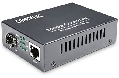 QINIYEK 10Gb Fiber Medienkonverter mit 1 x100M/1G/2,5G/5G/10G RJ45 10GbE Port zu 1 x 10GbE SFP+ Port, unterstützt 10G SR/LR/10G-T Modul, 10G Fiber Ethernet zu Kupfer UTP Medienkonverter
