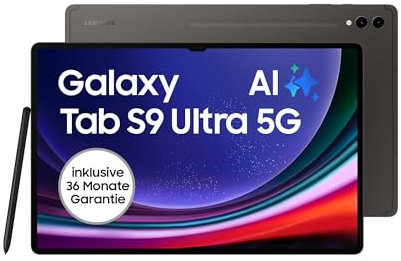 Samsung Galaxy Tab S9 Ultra AI-Android-Tablet, 5G, 512 GB / 12 GB RAM, MicroSD-Kartenslot, Inkl. S Pen, Simlockfrei ohne Vertrag, Graphit, Inkl. 36 Monate Herstellergarantie [Exklusiv bei Amazon]