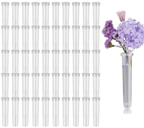 Blumen Wasserröhrchen Reagenzgläser für Blumen Blumenröhrchen aus Kunststoff Blumen Wasserröhrchen mit Kappen Wasserröhrchen für Blumen mit Stopfen für Pflanzen, Blumenarrangements 30 Stück